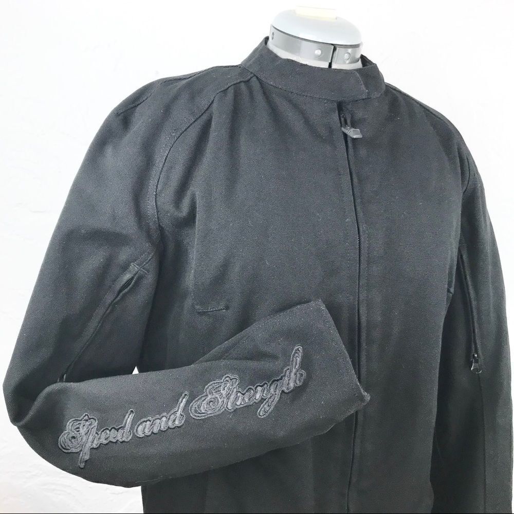 Speed & Strength black canvas motorcycle jacket-L - Picture 2 of 8